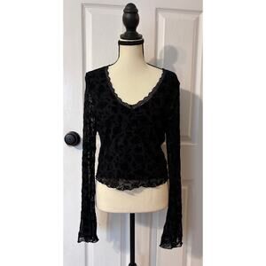 Thorn & Fable Shirt Black Velvet Roses Women's Large NWT Goth Romantic Goth